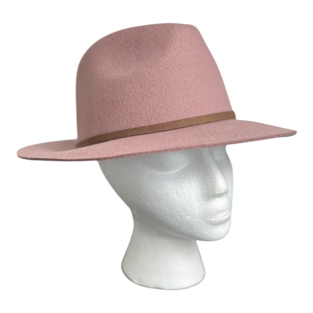NWT House of Harlow 1960 Pink Wool Hat with Faux Leather Trim